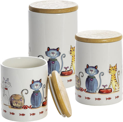 Sets Countertop, 3-Piece SPOTTED DOG GIFT COMPANY Canisters for the Kitchen Airtight Ceramic Food Storage Containers