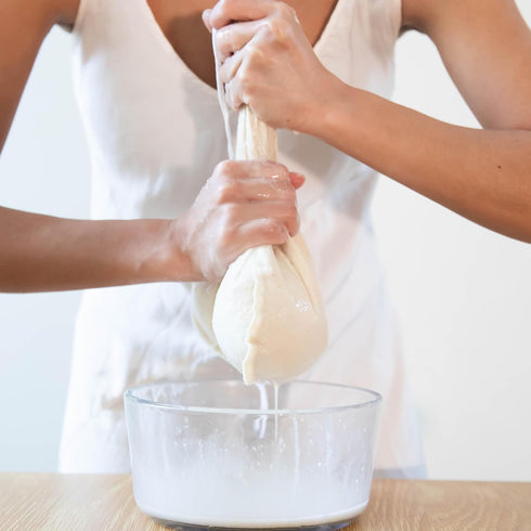 EZ-2-Squeeze 2pk -14" x14" Organic Cotton Nut Milk Bags - Reusable All Purpose Food Strainer Bag- Light Strong Muslin
