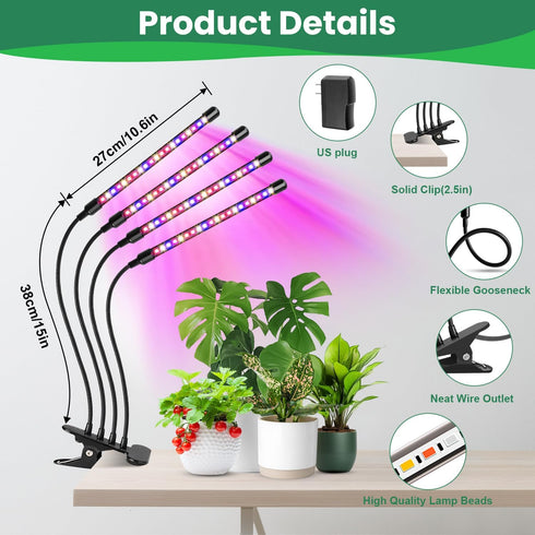 80 3 5 Dimming 6/12/16H, 360 Plant(2Pack) Garpsen Grow Light, LEDs Full Spectrum Plant Lights for Indoor Growing