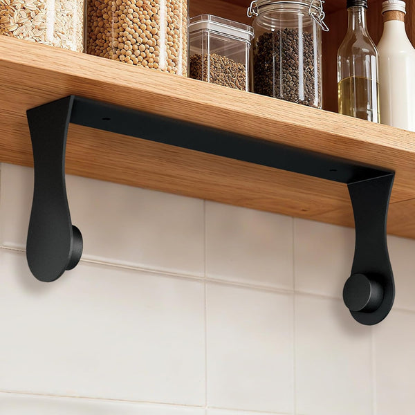 Paper Towel Holder Under Cabinet, Black, Adhesive & Wall Mount, Under Counter