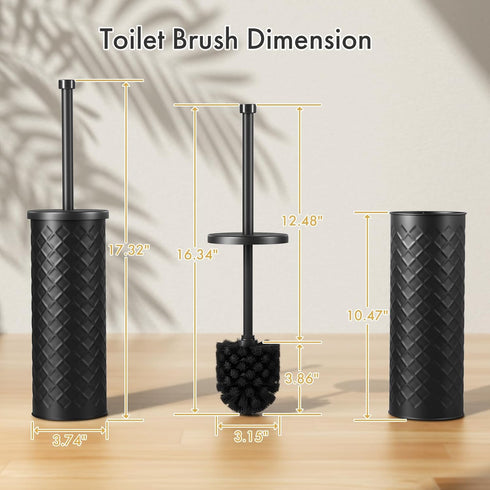 Set 2 Pack 4 Sets Toilet Bowl Brush and Holder with Extra Brush Heads | Extra Long Handle with Splash Guard Cover
