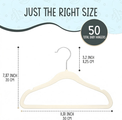 50 11.8" Closet 360 TechZoo Premium Baby Velvet Hangers - Non-Slip, Ultra-Slim Space-Saving Children Hangers - Swivel