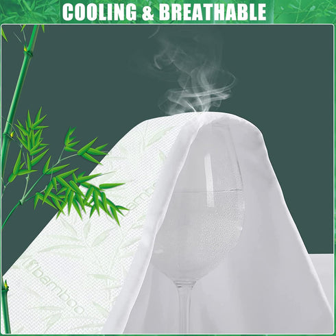 Waterproof Mattress Protector Full Size - Viscose Cooling Breathable Mattress Cover, Deep Pocket Pad Cover