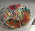 2 Pack Candy and Nut Serving Container, Appetizer Tray with Lid, 6 Compartment Round Plastic Food Storage Organizer,