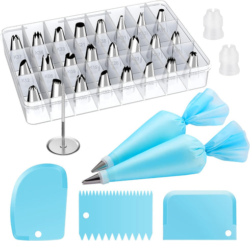 Kootek 32-Piece Piping Bags and Tips Set with 24 Icing Tips, Reusable Pastry Bags