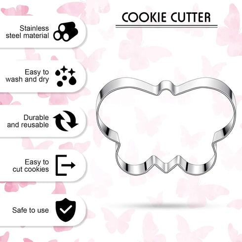 8 Pieces Butterfly Cookie Cutter Set - Stainless Steel Biscuit Cutter Mould and 6 Sugar Stirring Pins for Baking