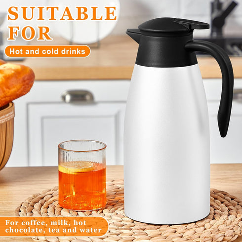 Norme 2 Pcs 68 oz Insulated Stainless Steel Thermal Coffee Carafe for Hot Liquids, Black and White