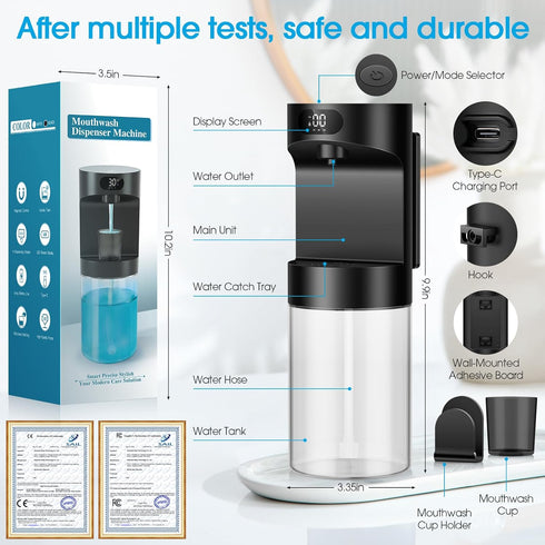 Bathroom,20.29 oz Set 4 Cups,4 Automatic Mouthwash Dispenser for Touchless Electric Mouth Wash Dispensers Bathroom