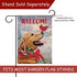 Welcome Winter Golden Retriever Dog Decorative Burlap Garden Flag, Puppy Cardinal Pet Home Yard Decor, Double Sided 12