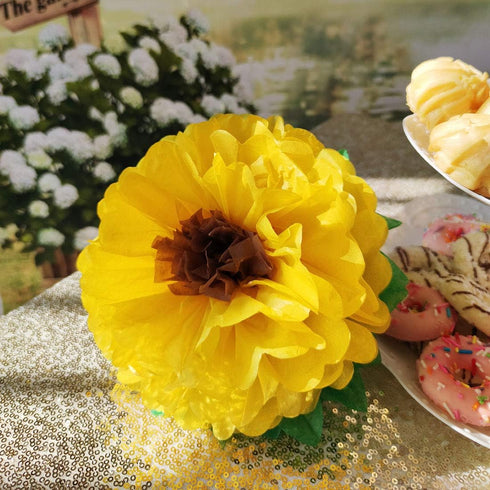 Tissue Paper Sunflowers Decorations for Wall, Birthday Party Backdrop, Home Decoration Pack of 6