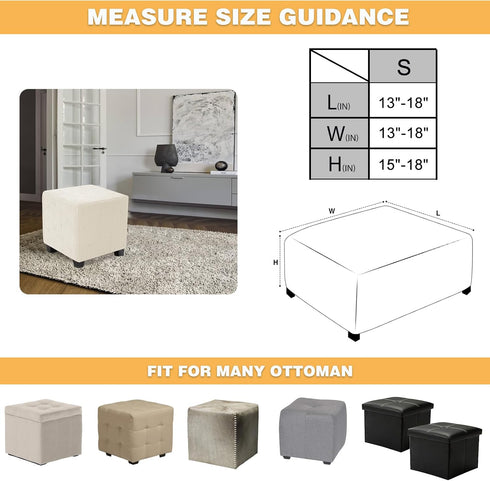 1PC NeColorLife Small Square Ottoman Cover, Stretch Knitted Jacquard Slipcover for Footstool Storage Ottoman, Soft