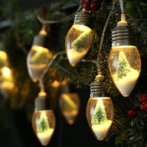 2Pcs Christmas Snow Globe String Lights Indoor Decorations 6.6 FT Battery Operated