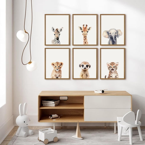 Joocrise Set 6 8x10 Inch Safari Nursery Wall Art Decor of Baby Animal Wall Art Kids Canvas Wall Art Safari Nursery