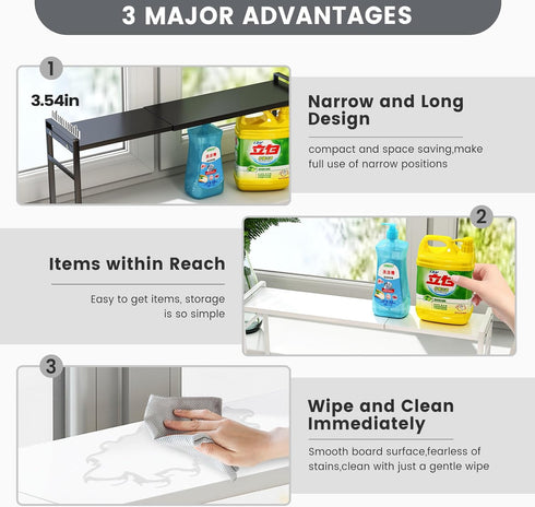 1pcs Counter Small Narrow Tall Shelf for Windowsill Kitchen Organizer Window Sill Plant Shelf Stackable Shelves