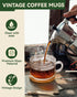 Semderm Set 4, 14oz Vintage Glass Coffee Mugs of Overnight Oats Containers with Bamboo Lids and Spoons - Clear Tea Cups
