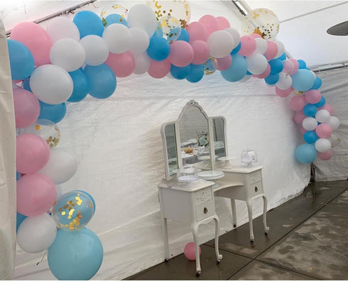 White, Light Pink, Light Blue Balloons, 100 Pack 12 Inch Latex Balloons for Baby Shower Birthday Party Supplies