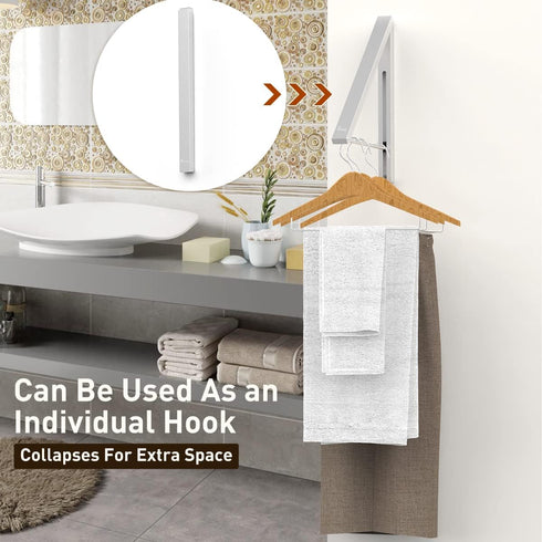 Wall Mounted Drying Rack Clothes Hanger, Folding Wall Coat Racks, Aluminum Home Storage Organiser Space Savers