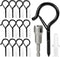 InPoTo 12PCS Q Hanger Hooks with Safety Buckle, Windproof Screw Hooks, Outdoor String
