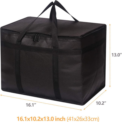 DIOMMELL XL Insulated Reusable Grocery Bags, Heavy Duty Cooler Totes with Zipper for Hot or Cold Food Delivery