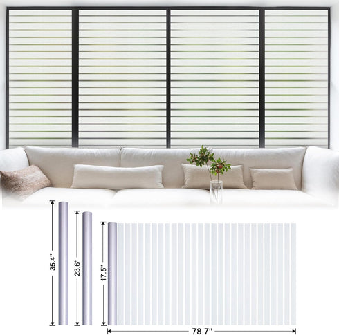Viseeko Window Privacy Film: Stripe Frosted Glass Vinyl for Door Cover, Static Cling Home Office UV Protect