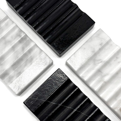 CNTBO WeDoDecor Real Marble Soap Dish for Shower Stone Tray Small Bar Soap Holder with Self Draining | Non-Slip, Luxury