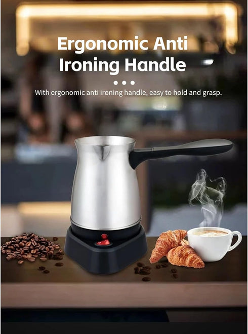 Yoidesu Turkish Coffee Maker, 600ml Coffee Warmer Pot, Ergonomic Handle, Stainless Steel Kettle for Home, Electric