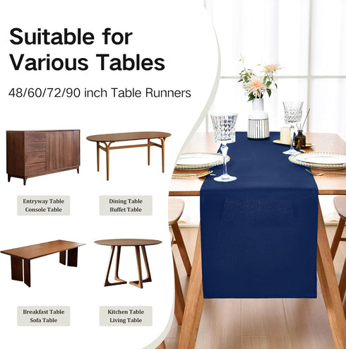 48 Inches 12X48 Inch Farmhouse Navy Blue Table Runner Dining Table Runners Long Coffee Table Runner for Dresser Living