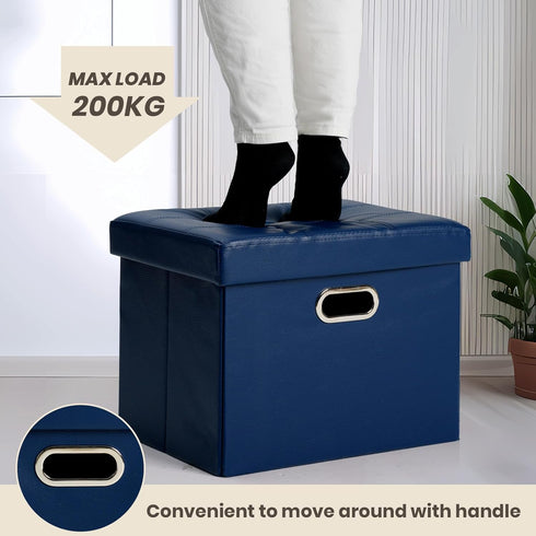17x13x13in COSYLAND Storage Ottoman Leather Ottoman Rectangle Footrest Footstool Folding Ottoman for Room Dorm Small