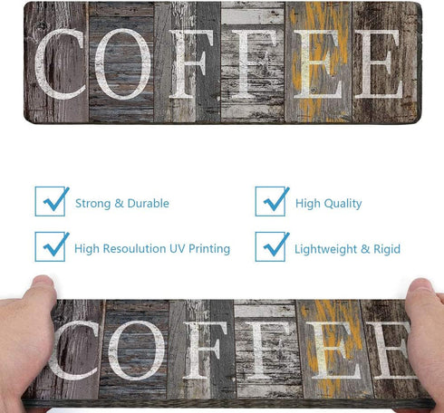 Rustic Farmhouse Kitchen Decor Sign | Printed Wall Hanging Coffee Bar Plaque | 16x5 inches