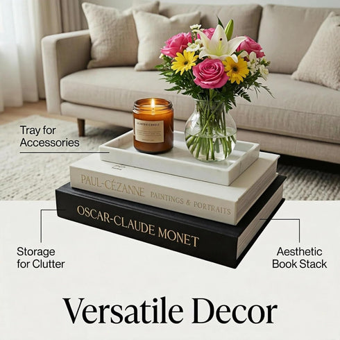OUTDOORJERKER set 2|faux Decorative books for home decor fake books box of books for decoration on Bookshelf and Entry