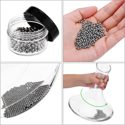 3 Pieces Decanter Cleaning Brush and 400 Reusable Cleaning Beads for Wine Decanters, Goblets, Glasses, Cups (Black