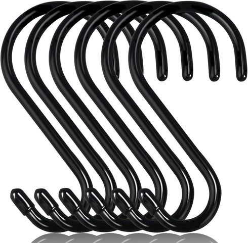 6 Inch Heavy Duty S Hooks, Large Vinyl Coated S Hook 6 Pack for Hanging Plants, Kitchen, Garden Tools