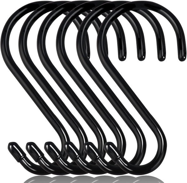 6 Inch Heavy Duty S Hooks, Large Vinyl Coated S Hook 6 Pack for Hanging Plants, Kitchen, Garden Tools