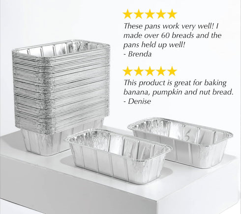Spare Essentials 2Lb Foil Bread Pans for Baking (65 Pack), Disposable Aluminum Pans for Banana Bread, Cakes & Meatloaf