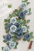 Ling's Moment 50Pcs Artificial Flowers, Dusty Blue & Navy Roses with Stems for Wedding Bouquets & Decor