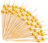 PuTwo Handmade Bamboo Cocktail Picks - Appetizer Toothpicks, 100 Counts, 4.7” with Yellow Pearls