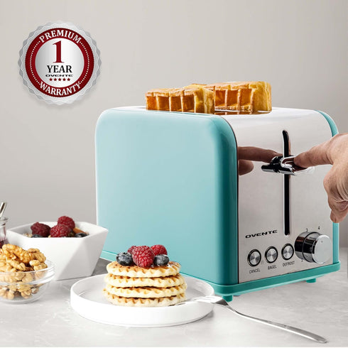 OVENTE 2 Slice Toaster, Extra Wide Slot with 6 Toast Settings, Compact Stainless Steel Countertop Toaster