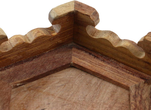 4.65" 1.38" Wooden Display Stand Base x Hexagonal Wood Carved Pedestal Oriental Style Home Decoration for Vase, Flower