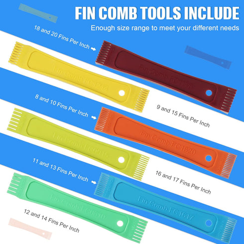 2 Pieces Different Fin Comb Set, Stainless Steel Condenser Fin Straightener Tool for Radiator Repair