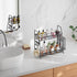 VITVITI 2-Tier Bathroom Organizer Countertop, Small Black Metal Wire Mesh Storage with Basket Hooks and Vanity Tray