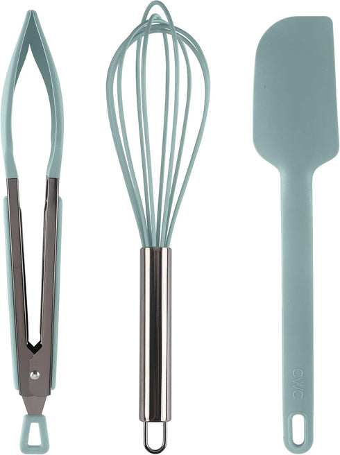 COOK WITH COLOR Silicone Cooking Utensils, 3 Pc Kitchen Utensil Set, Easy to Clean for Nonstick Cookware, Kitchen