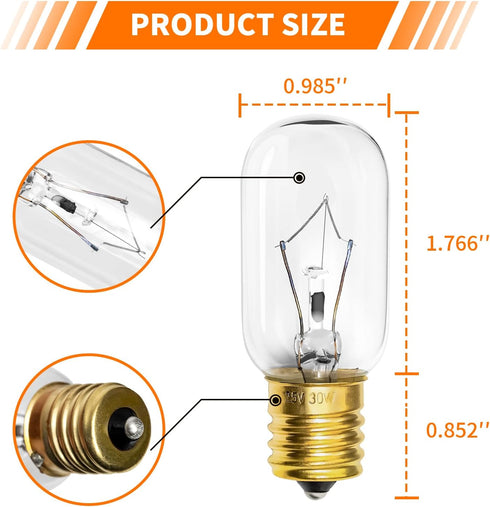 Belleone Light Bulb for LG Microwave Oven, Dimmable 125V 30W E17 Base, Compatible with LG Frigidaire Kenmore