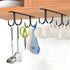 Mocoum Rustic Under Cabinet Mug Rack, 2 Pack Black Cup Holder with 8 Hooks for Mugs and Kitchen Utensils