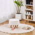 Wimarsbon Storage Ottoman, Modern Round Footrest with Soft Padded Seat, Teddy Velvet Footstool with Wood Legs, Accent