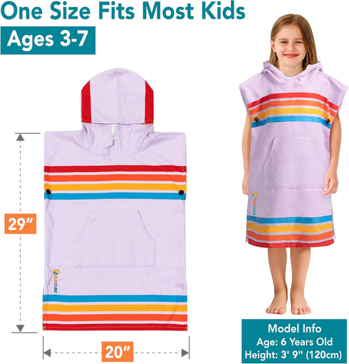 3-7 Sunset SUN CUBE Kids Towel Changing Swim Robe Surf Poncho, Quick Dry Microfiber Hooded Wearable Blanket for Boys