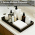 2 Pack Set Dark Walnut Finish Wooden Valet Tray with Black Woven Faux Leather Base, MDF Construction, Nightstand