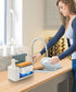 Hand and Dish Soap Dispenser Set with Tray, 5-in-1 Organizer for Kitchen Sink Countertop Storage, Useful Kitchen Gadgets