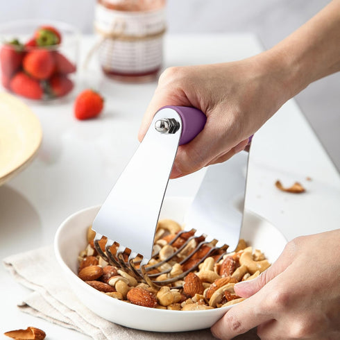 Spring Chef Large Purple Dough Blender, Heavy Duty Stainless Steel Dough Cutter Tool for Baking