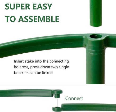 12Packs 3 Plant Support Stakes Half Round Plant Stakes for Indoor Plants, Stackable Tier Garden Flower Support, Plant