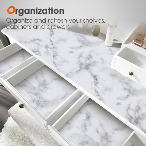 Shelf and Drawer Liner for Kitchen Cabinet - Non Adhesive Washable Liner for Cabinets, Dresser, Cupboard Drawers, White